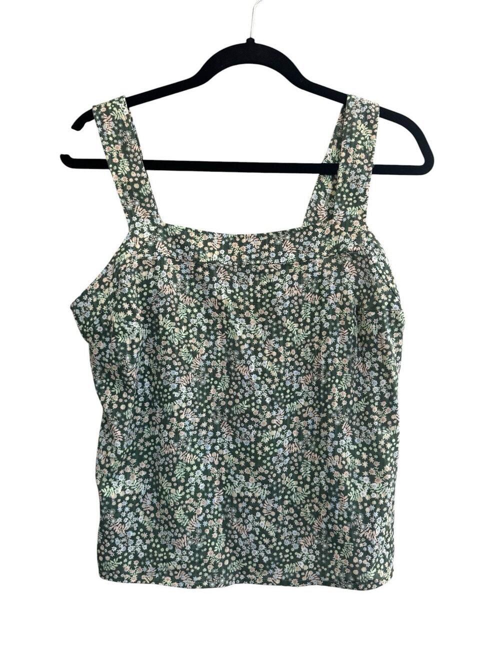 CARVE Designs Women’s Tank Top Green Floral Relaxed Smocked Back Small #NE186